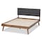 Baxton Studio Devan Dark Grey Upholstered Walnut Wood Full Size Platform Bed 163-10471 - alternate 6